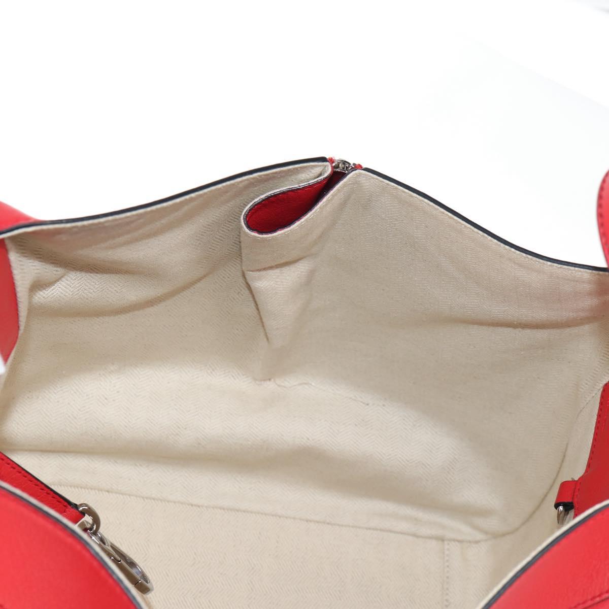 LOEWE Hammock Shoulder Bag Leather Red Silver Auth BA6368M