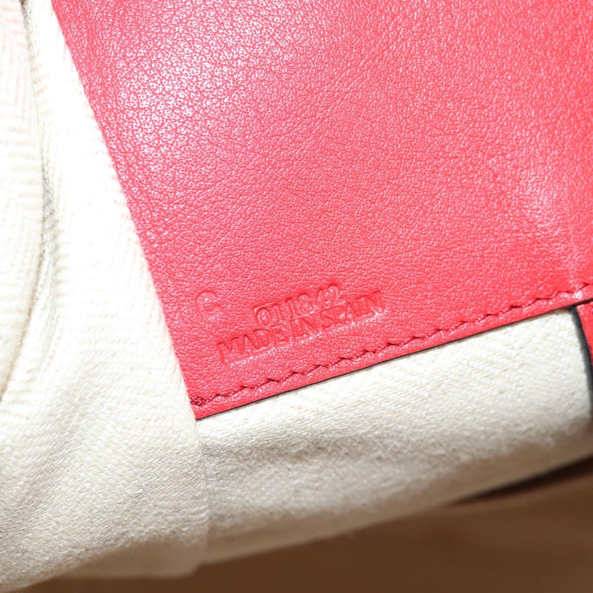 LOEWE Hammock Shoulder Bag Leather Red Silver Auth BA6368M