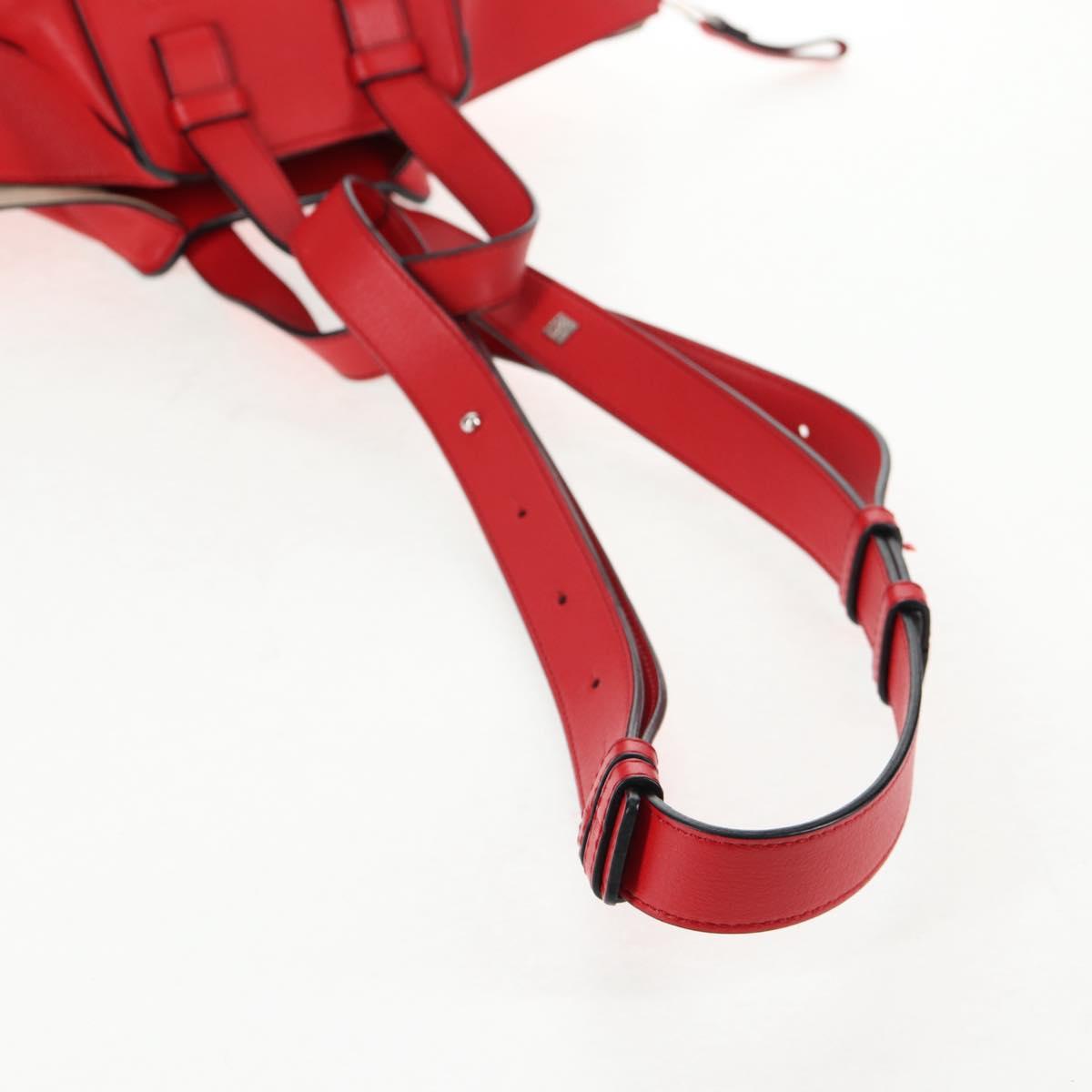 LOEWE Hammock Shoulder Bag Leather Red Silver Auth BA6368M