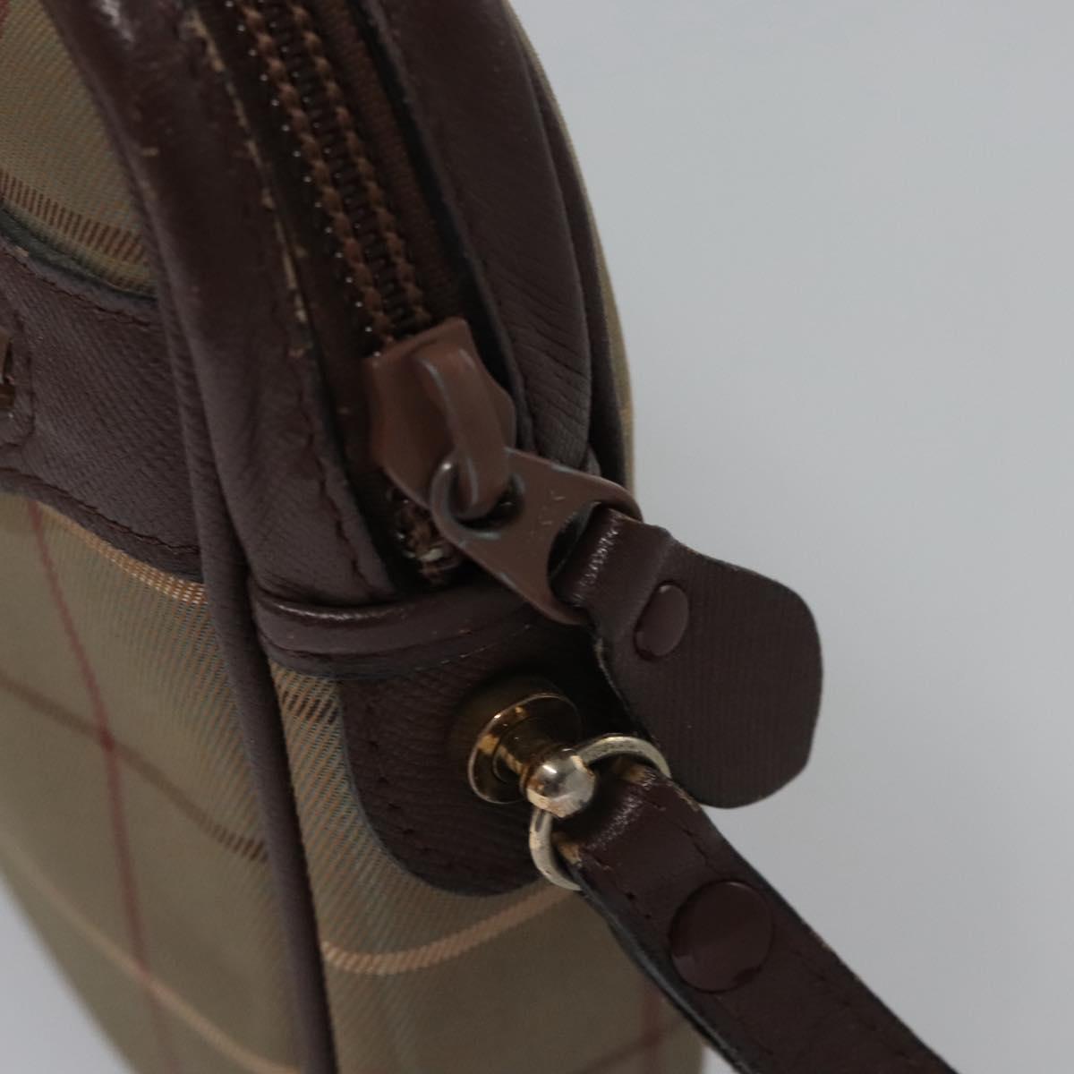 Burberrys Nova Check Clutch Bag Canvas Leather Green Brown Auth BA637