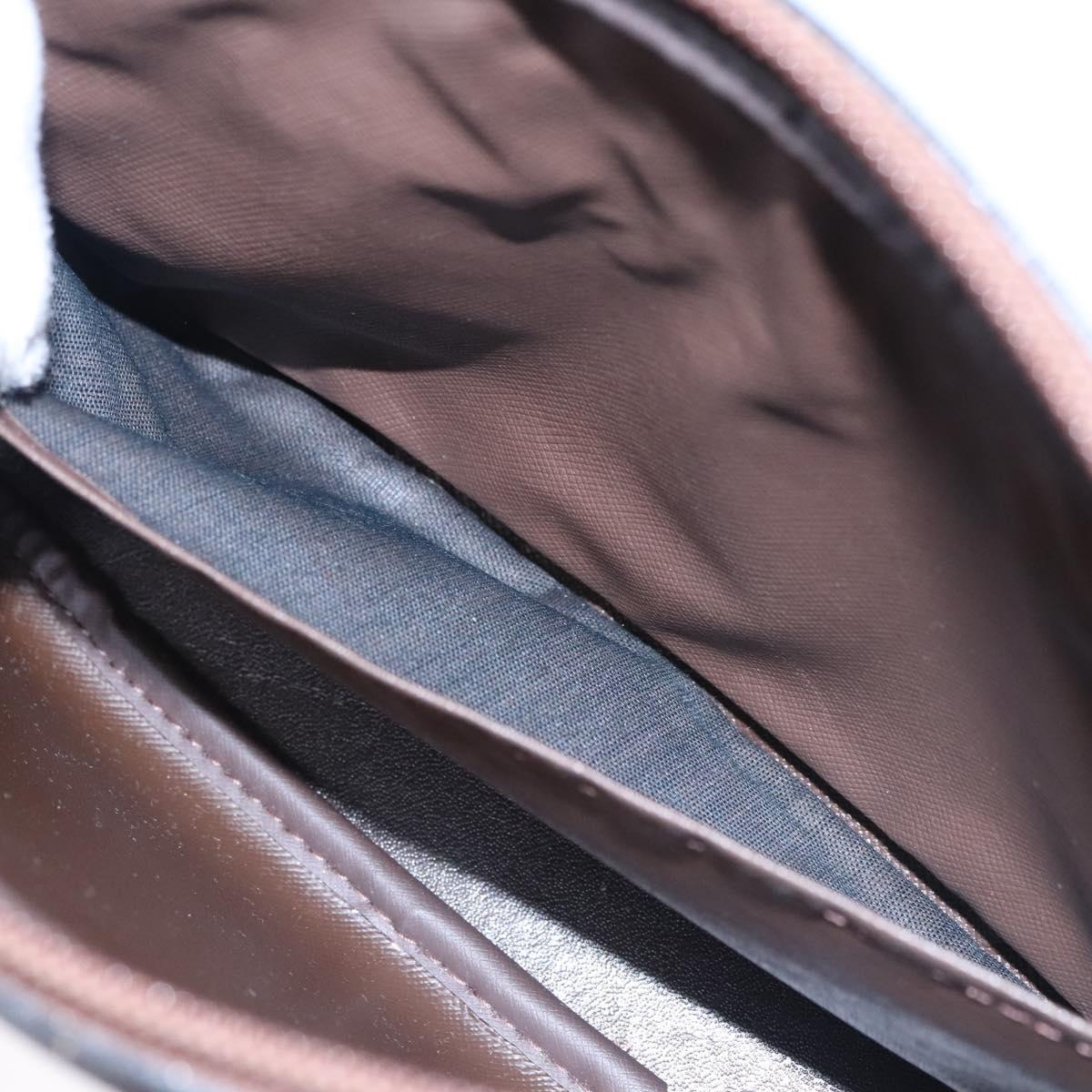 Burberrys Nova Check Clutch Bag Canvas Leather Green Brown Auth BA637