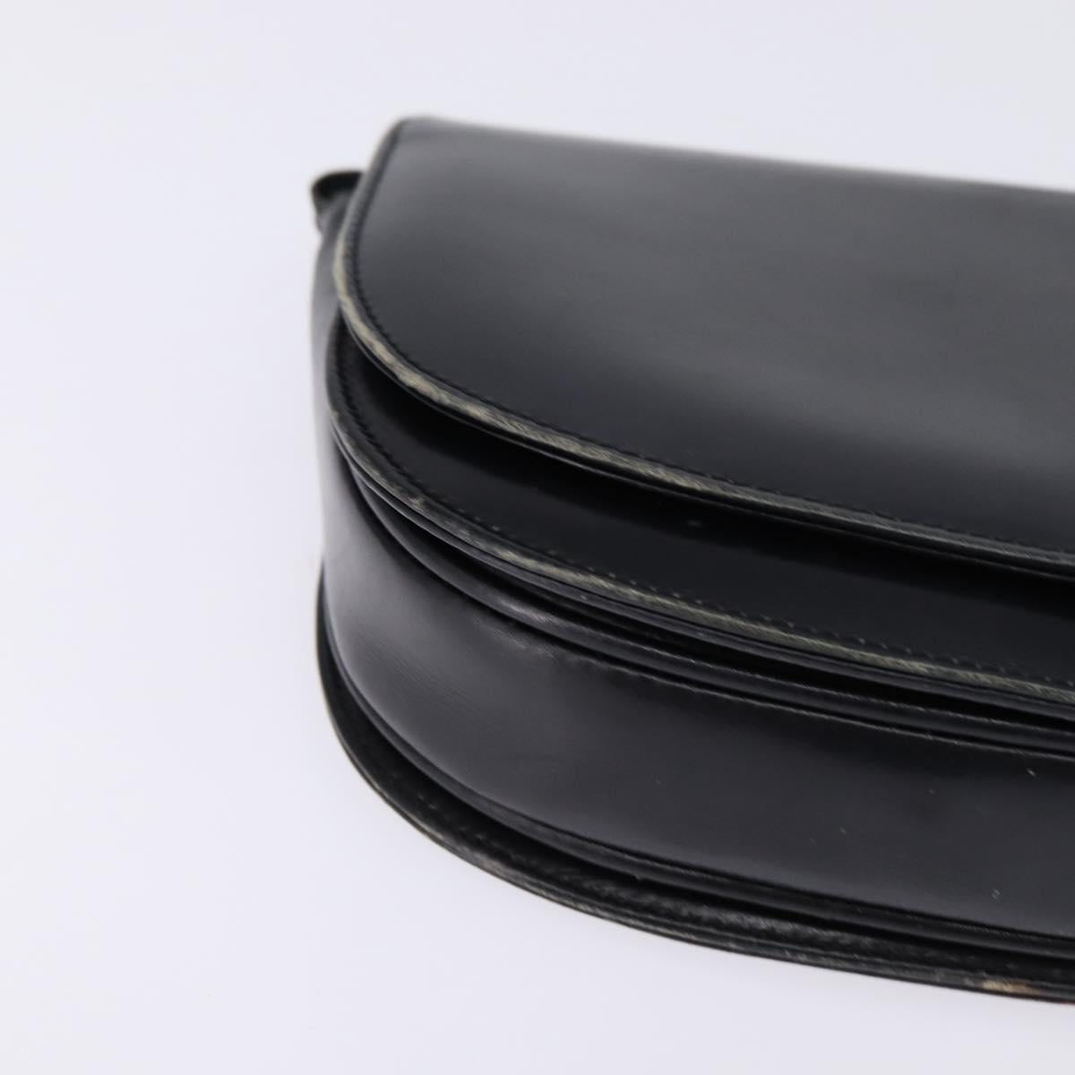 CELINE Horse Carriage Shoulder Bag Leather Navy Gold Auth BA6372