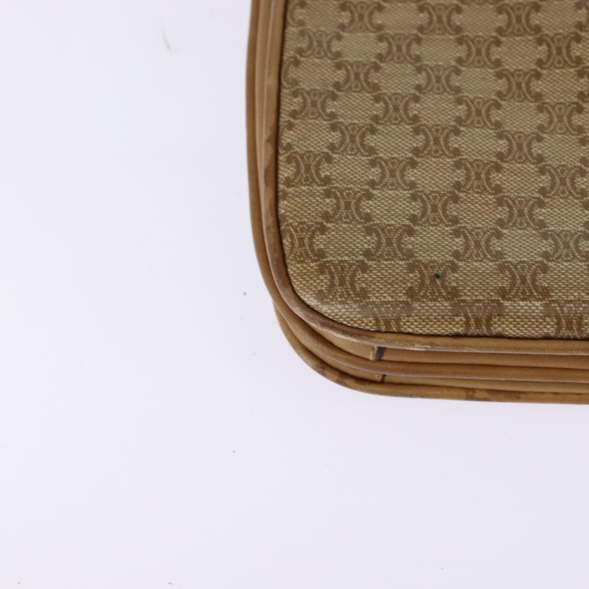 CELINE Macadam Canvas Shoulder Bag PVC Beige Gold Auth BA6373