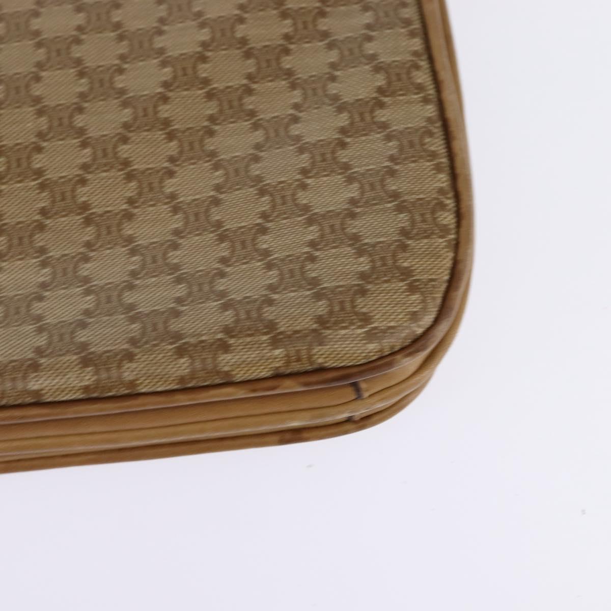 CELINE Macadam Canvas Shoulder Bag PVC Beige Gold Auth BA6373