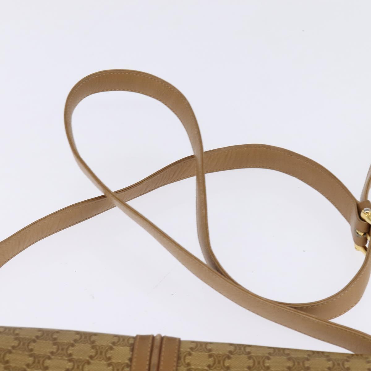 CELINE Macadam Canvas Shoulder Bag PVC Beige Gold Auth BA6373