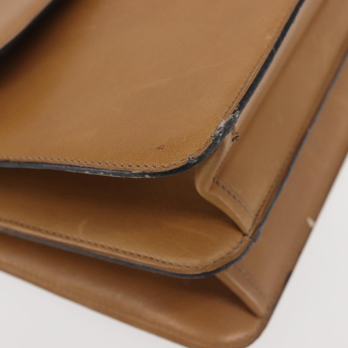 Christian Dior Shoulder Bag Leather Beige Gold Auth BA6375