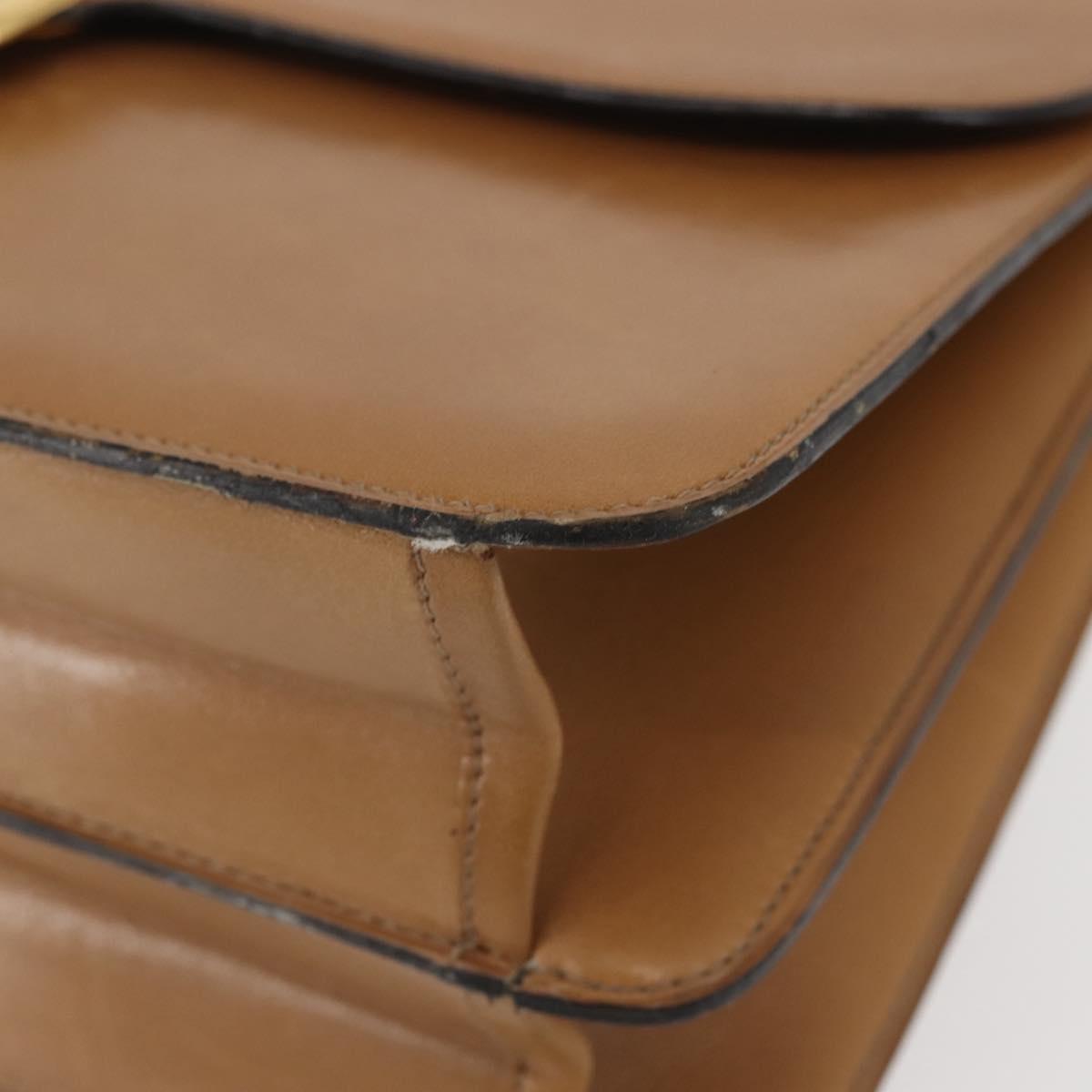 Christian Dior Shoulder Bag Leather Beige Gold Auth BA6375