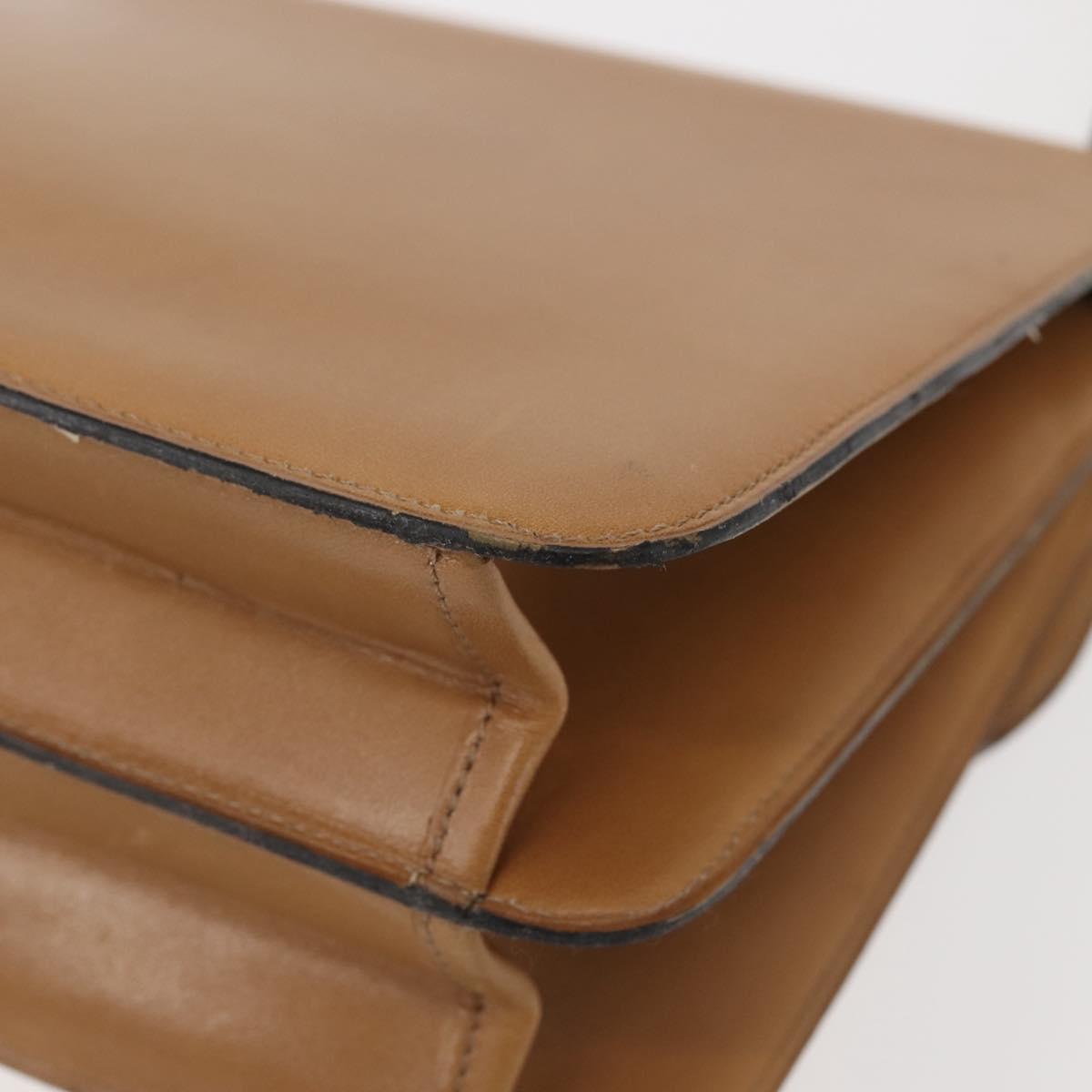 Christian Dior Shoulder Bag Leather Beige Gold Auth BA6375