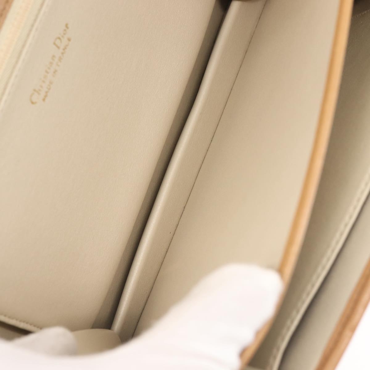 Christian Dior Shoulder Bag Leather Beige Gold Auth BA6375