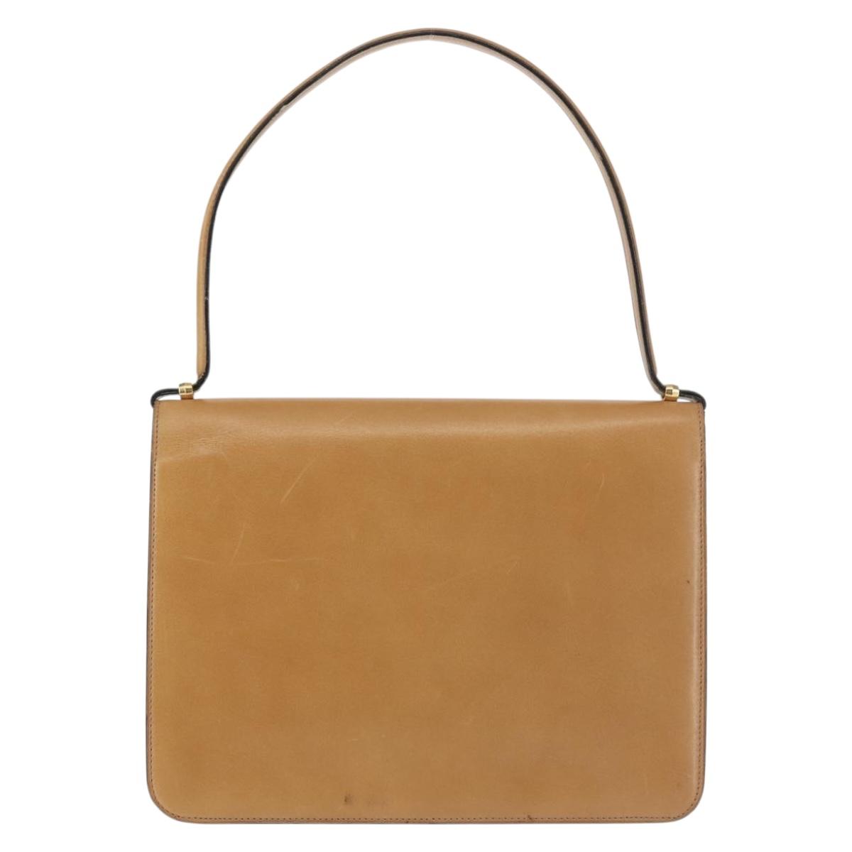 Christian Dior Shoulder Bag Leather Beige Gold Auth BA6375