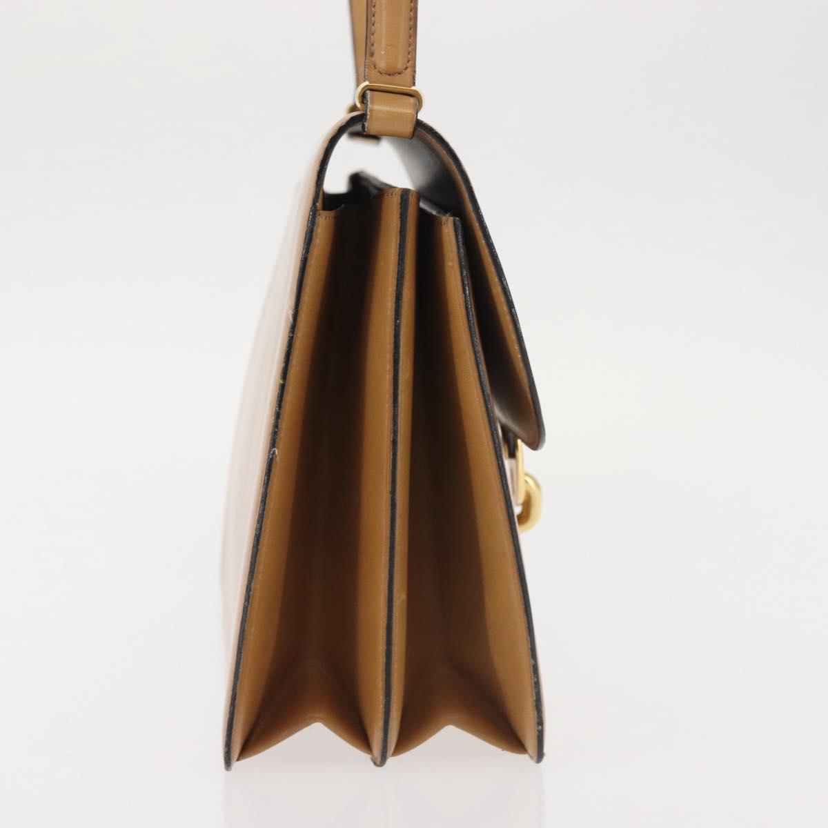 Christian Dior Shoulder Bag Leather Beige Gold Auth BA6375