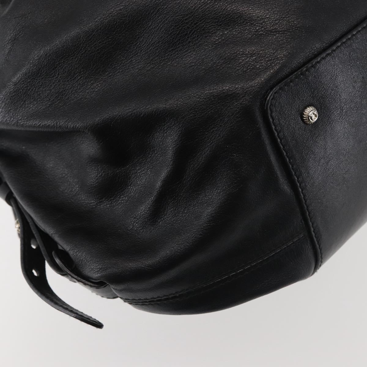 Salvatore Ferragamo Gancini Tote Bag Leather Black Silver Auth BA6377