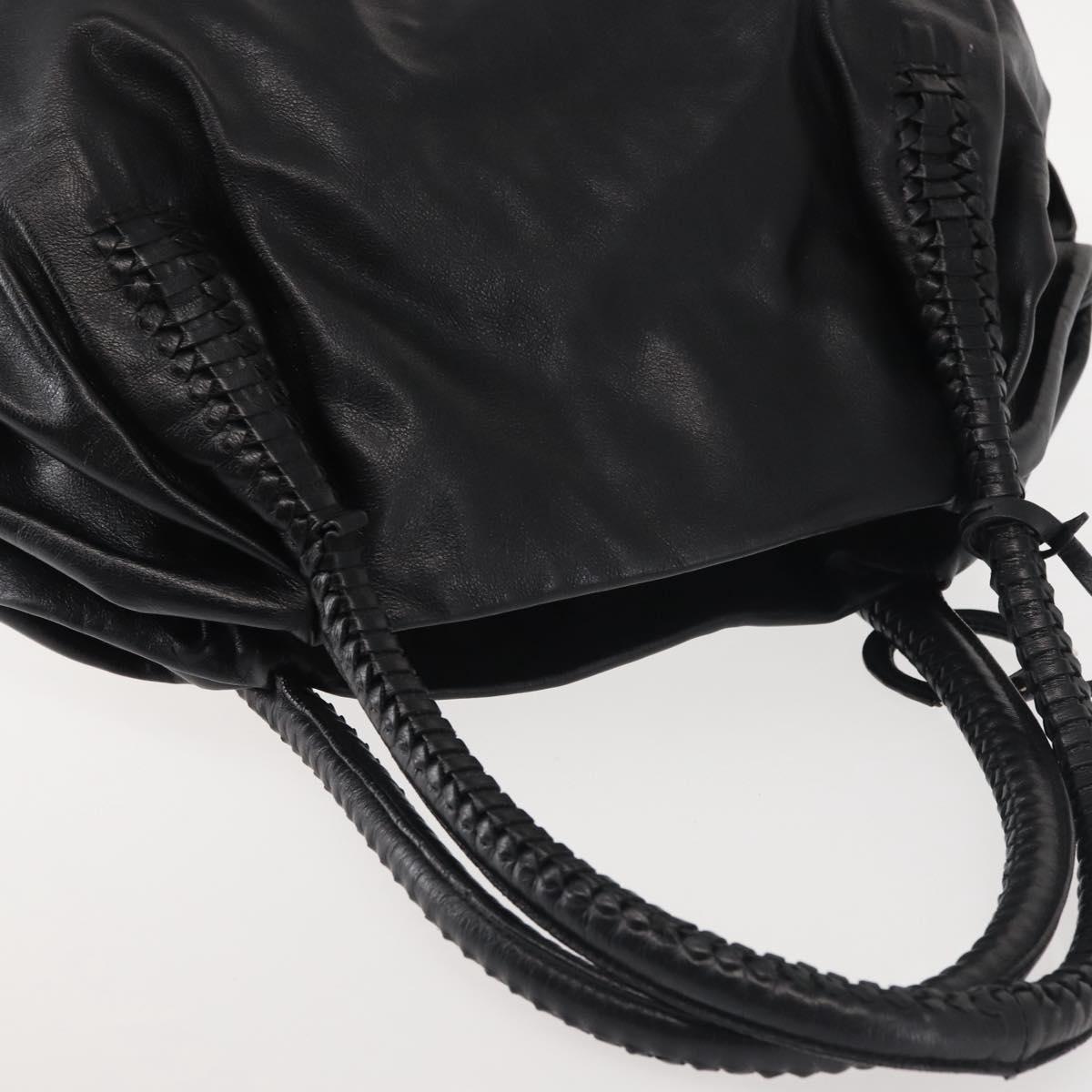 Salvatore Ferragamo Gancini Tote Bag Leather Black Silver Auth BA6377