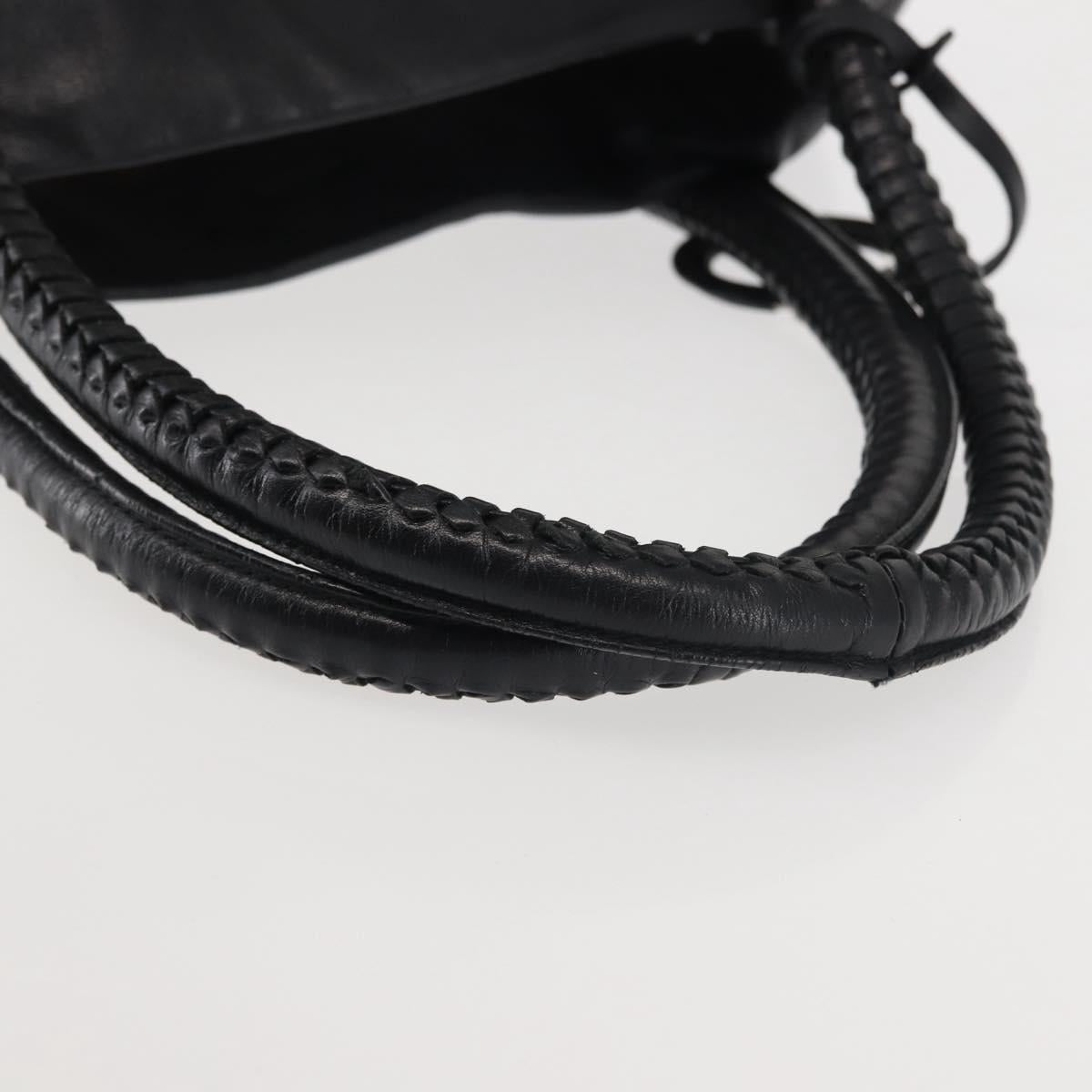 Salvatore Ferragamo Gancini Tote Bag Leather Black Silver Auth BA6377