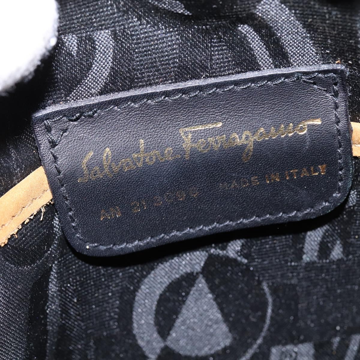 Salvatore Ferragamo Vala Shoulder Bag Suede Brown Gold Auth BA6379