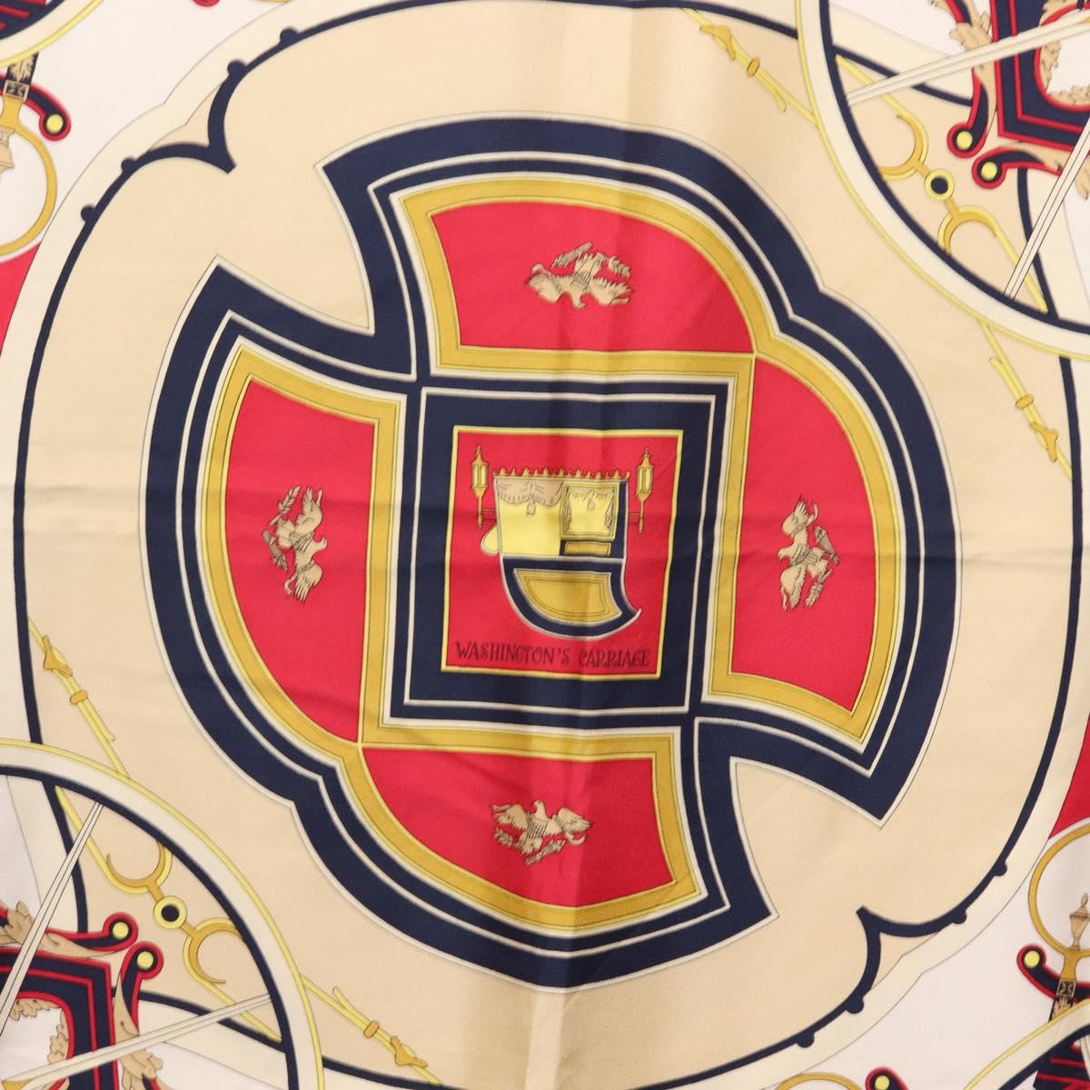 HERMES Carre 90 Scarf ""WASHINGTON'S CARRIAGE"" Silk Navy Auth BA6382