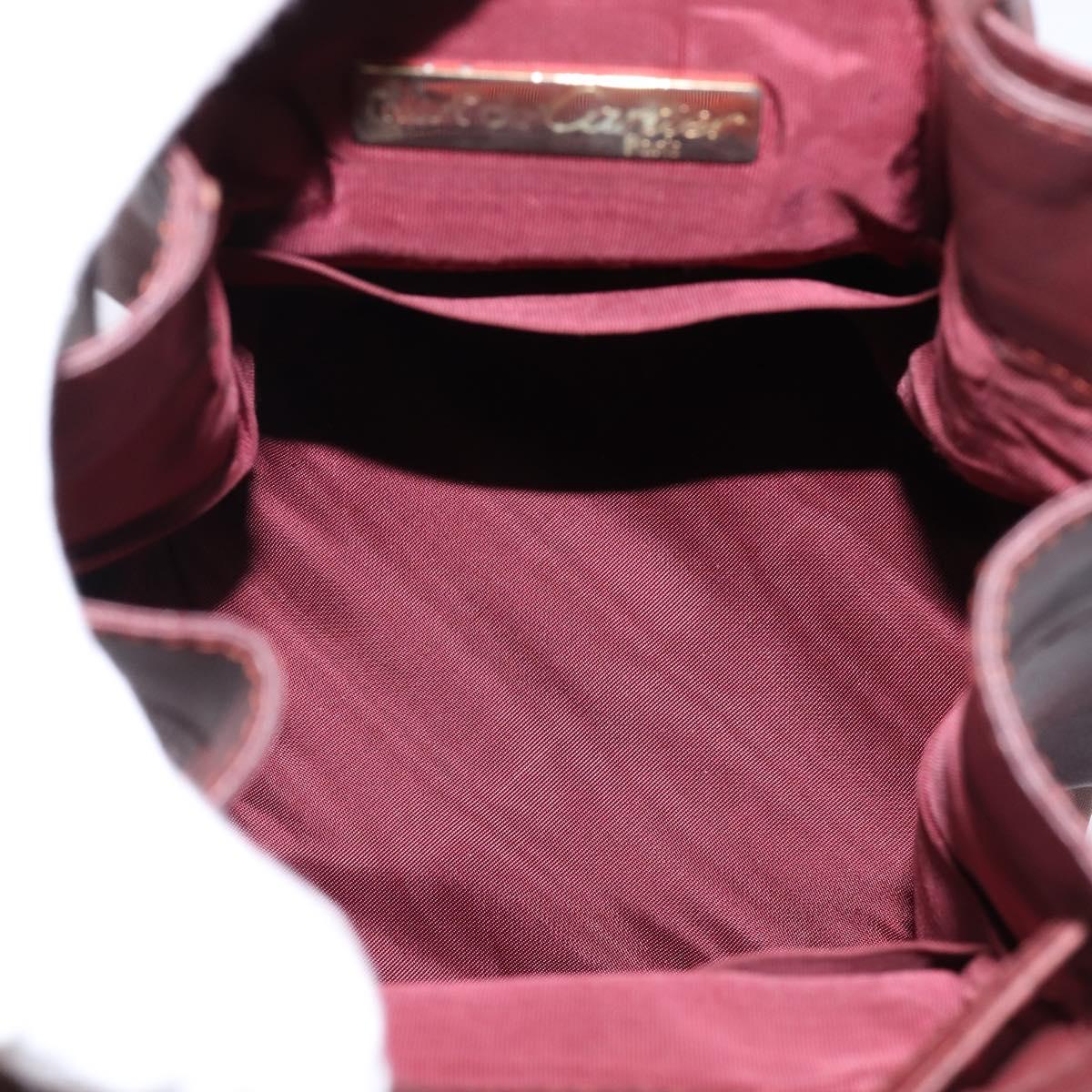 CARTIER Must Line Shoulder Bag Leather Bordeaux Gold Auth BA6387