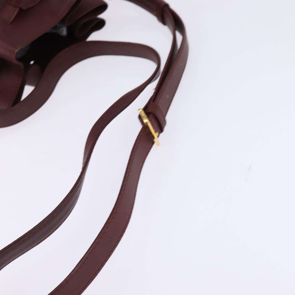 CARTIER Must Line Shoulder Bag Leather Bordeaux Gold Auth BA6387