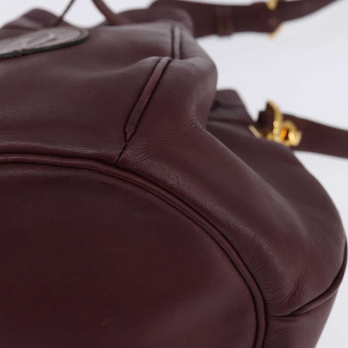 CARTIER Must Line Shoulder Bag Leather Bordeaux Gold Auth BA6388