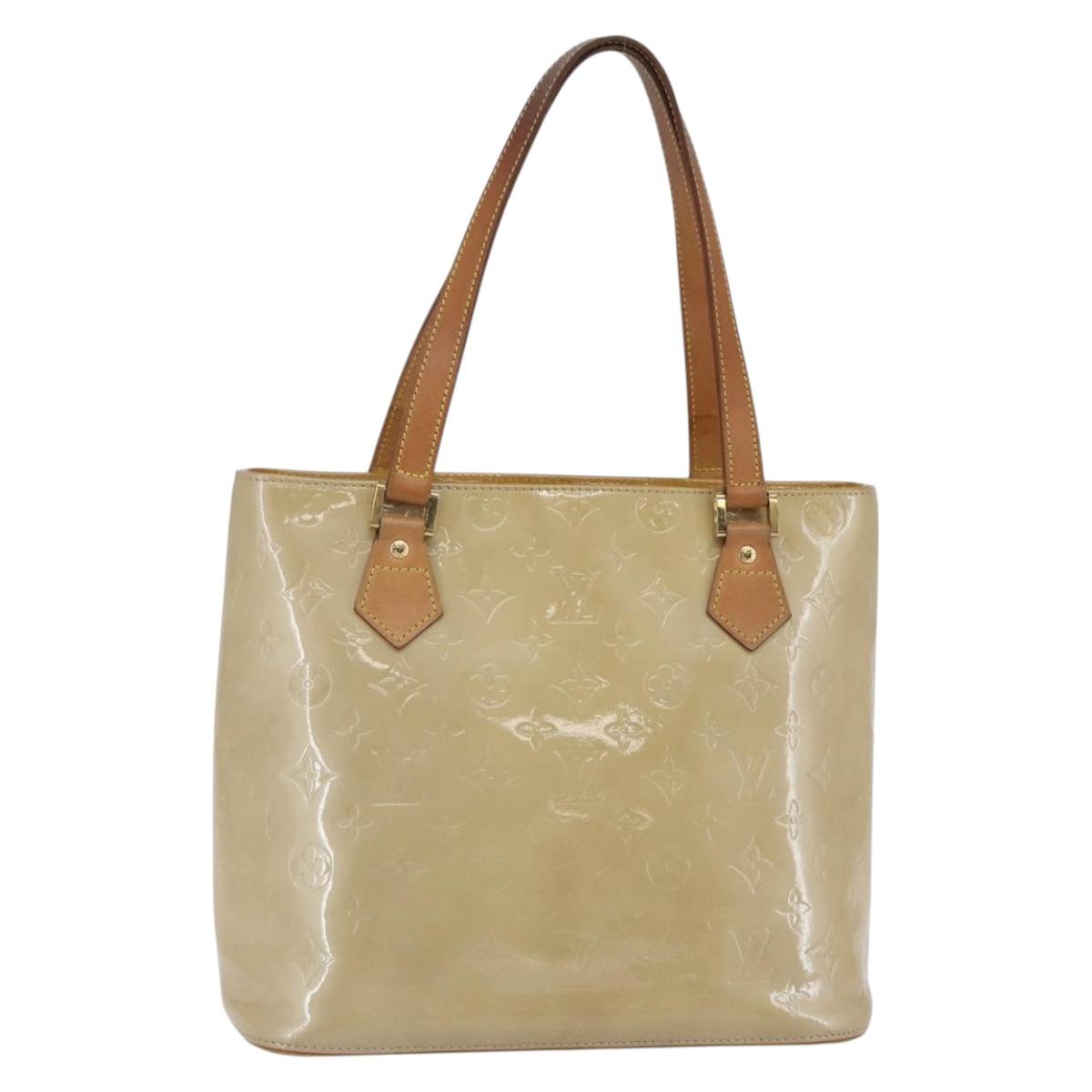 LOUIS VUITTON Monogram Vernis Houston Hand Bag Beige M91004 LV Auth BA6408