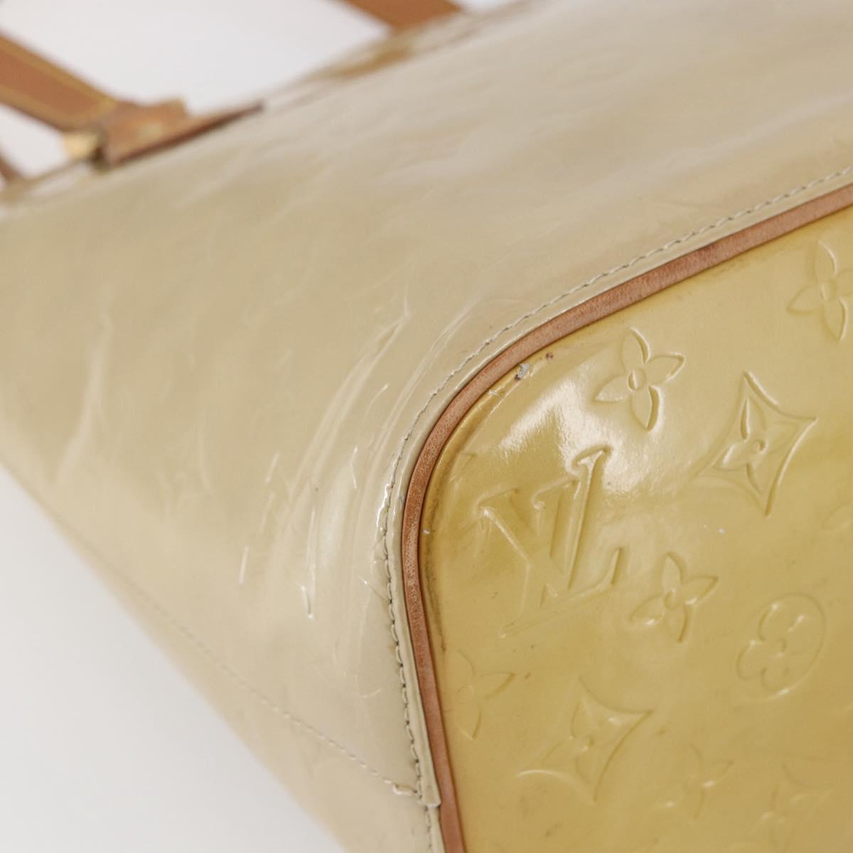 LOUIS VUITTON Monogram Vernis Houston Hand Bag Beige M91004 LV Auth BA6408