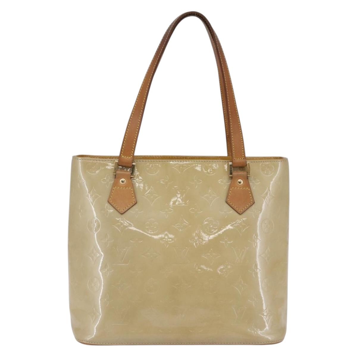 LOUIS VUITTON Monogram Vernis Houston Hand Bag Beige M91004 LV Auth BA6408