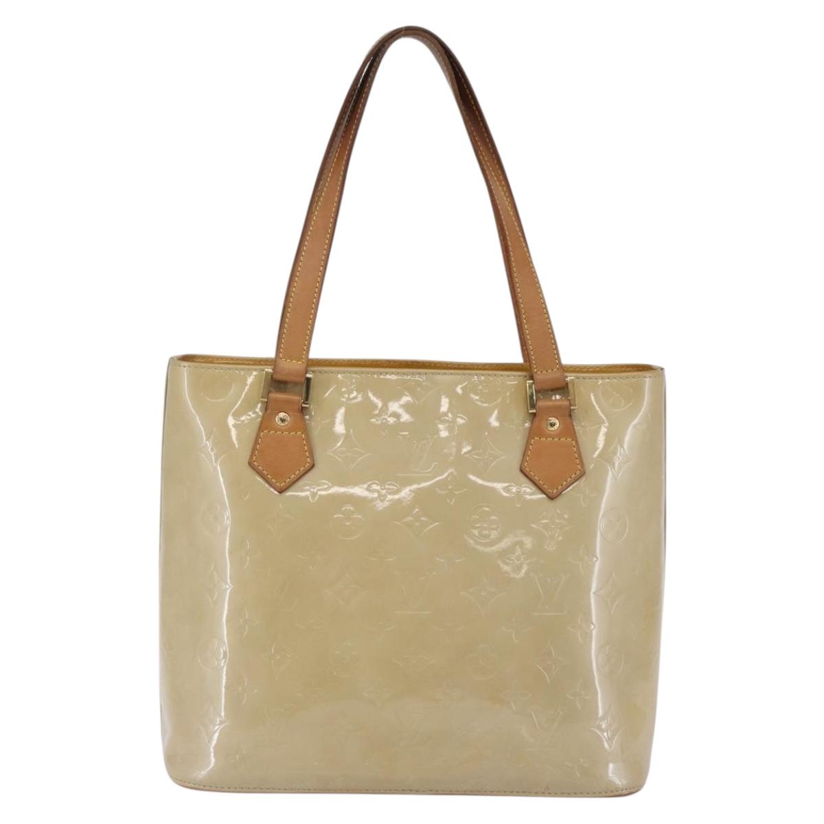 LOUIS VUITTON Monogram Vernis Houston Hand Bag Beige M91004 LV Auth BA6408