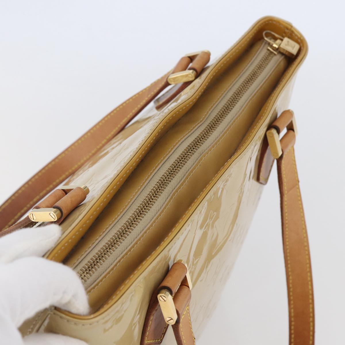 LOUIS VUITTON Monogram Vernis Houston Hand Bag Beige M91004 LV Auth BA6408