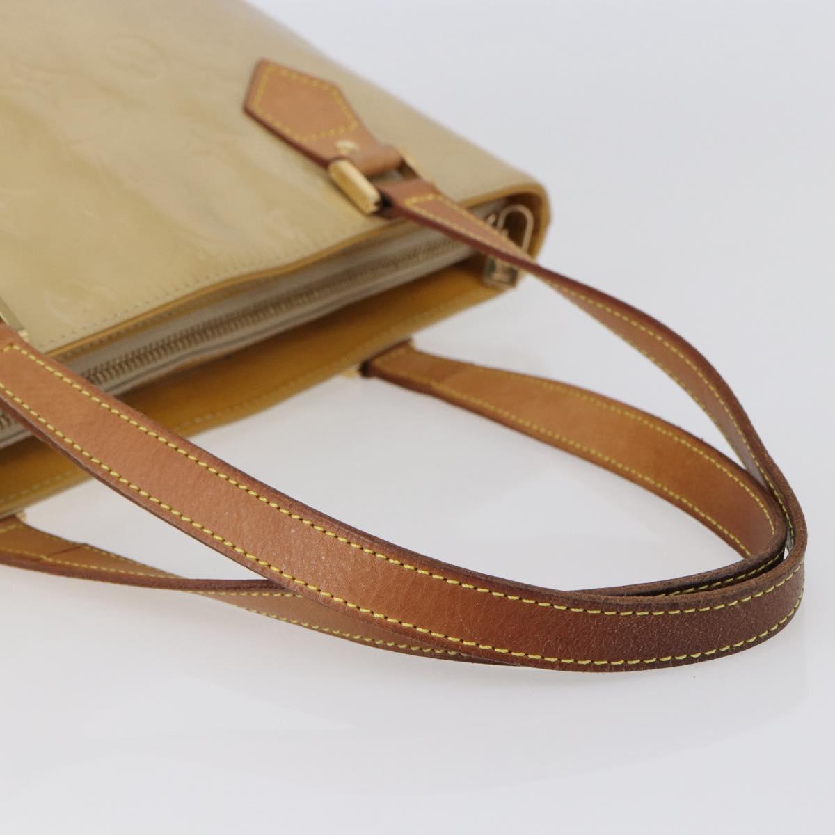 LOUIS VUITTON Monogram Vernis Houston Hand Bag Beige M91004 LV Auth BA6408