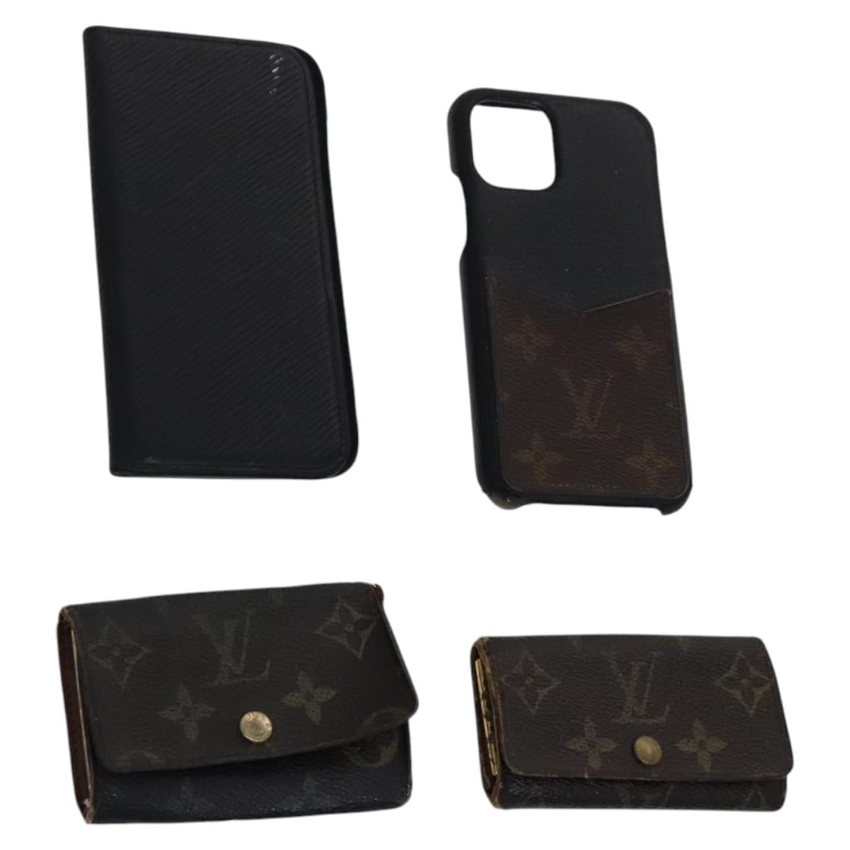 LOUIS VUITTON Monogram Epi Key Case 4Set Noir LV Auth BA641