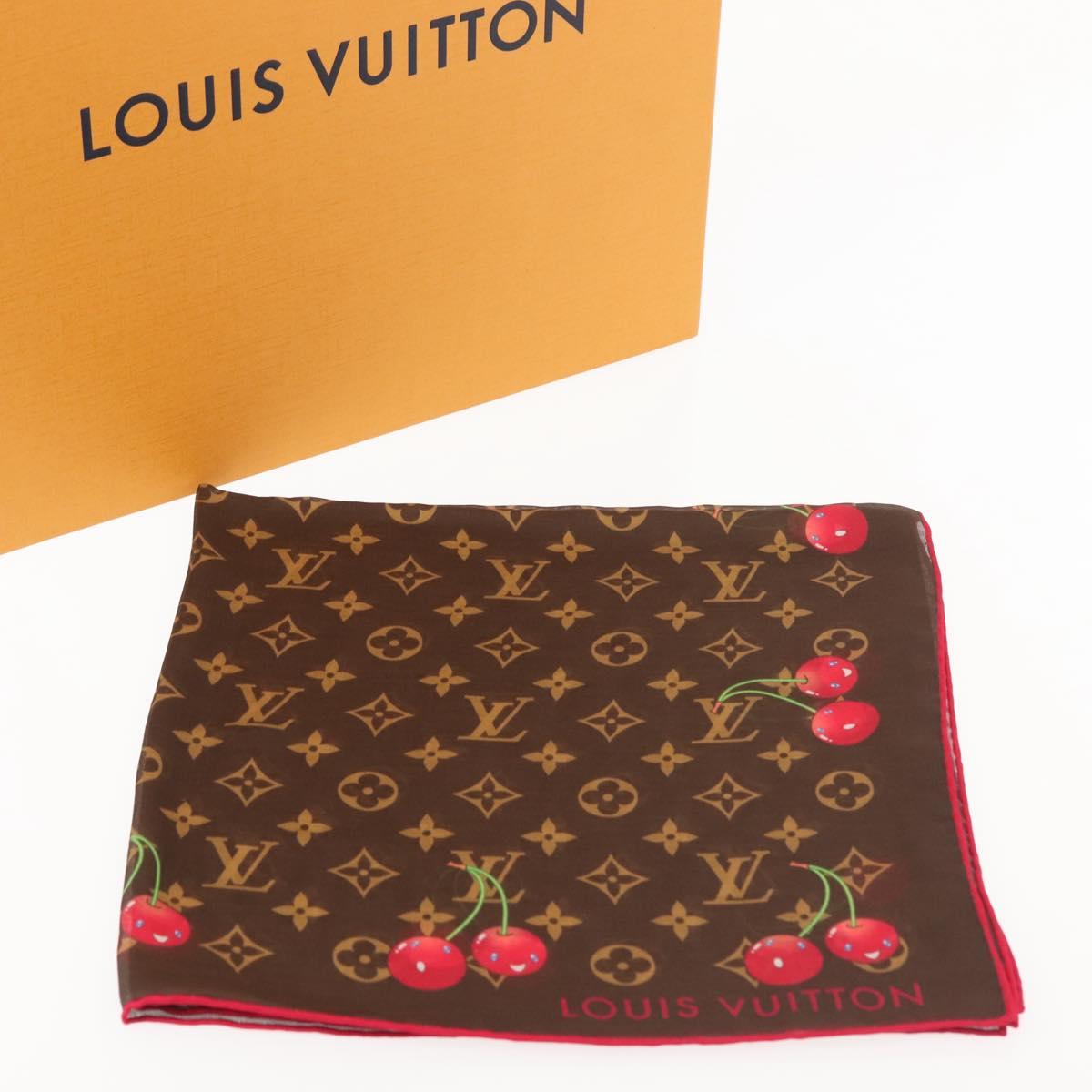 LOUIS VUITTON Monogram Cherry Carre 55 Scarf M96090 LV Auth BA6434