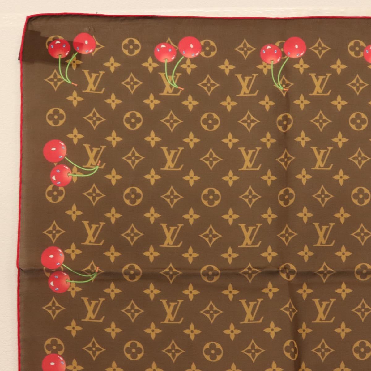 LOUIS VUITTON Monogram Cherry Carre 55 Scarf M96090 LV Auth BA6434