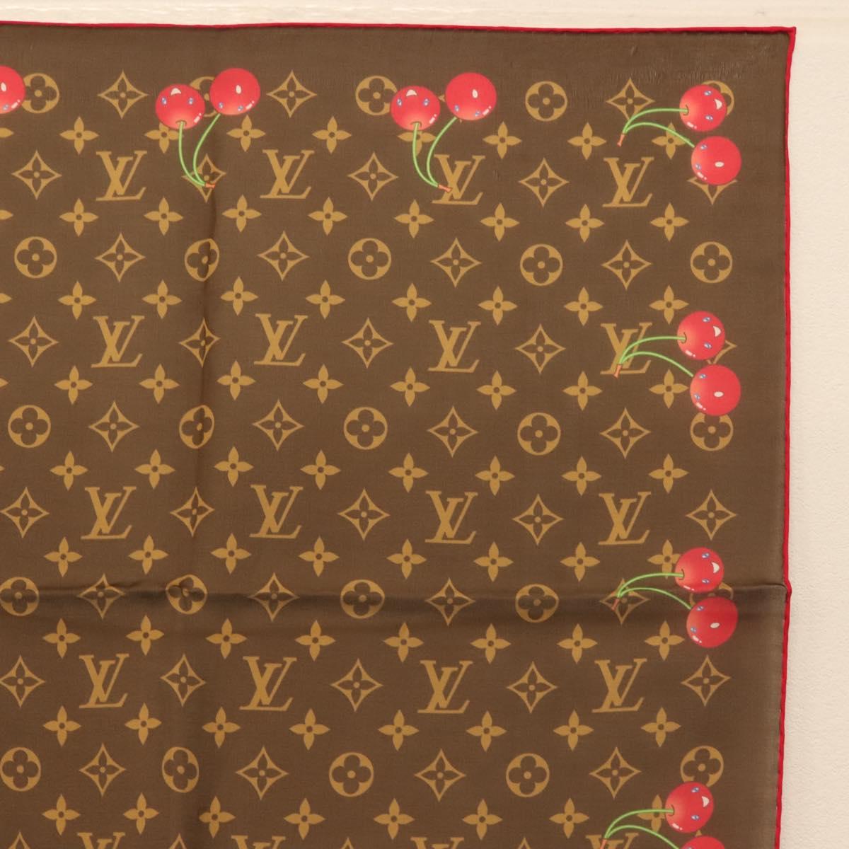 LOUIS VUITTON Monogram Cherry Carre 55 Scarf M96090 LV Auth BA6434