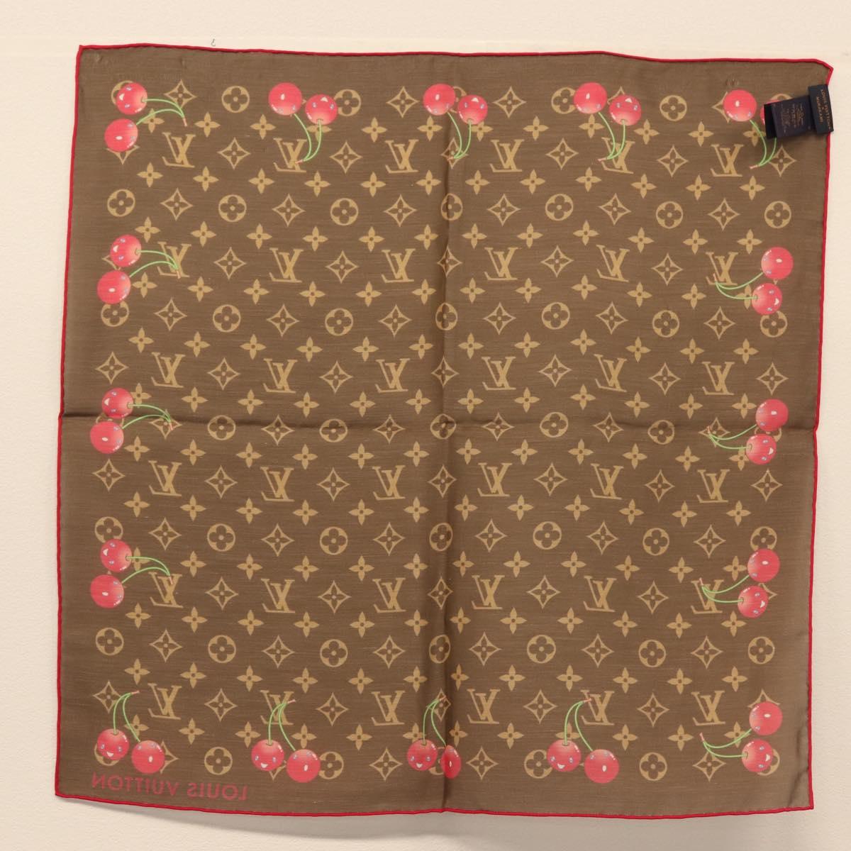 LOUIS VUITTON Monogram Cherry Carre 55 Scarf M96090 LV Auth BA6434