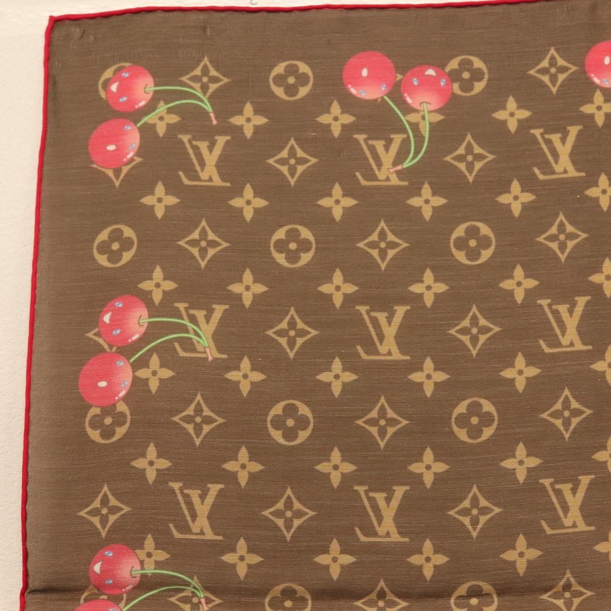 LOUIS VUITTON Monogram Cherry Carre 55 Scarf M96090 LV Auth BA6434