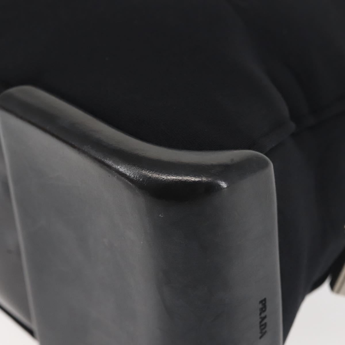 PRADA Tote Bag Nylon Black Silver Auth BA6439