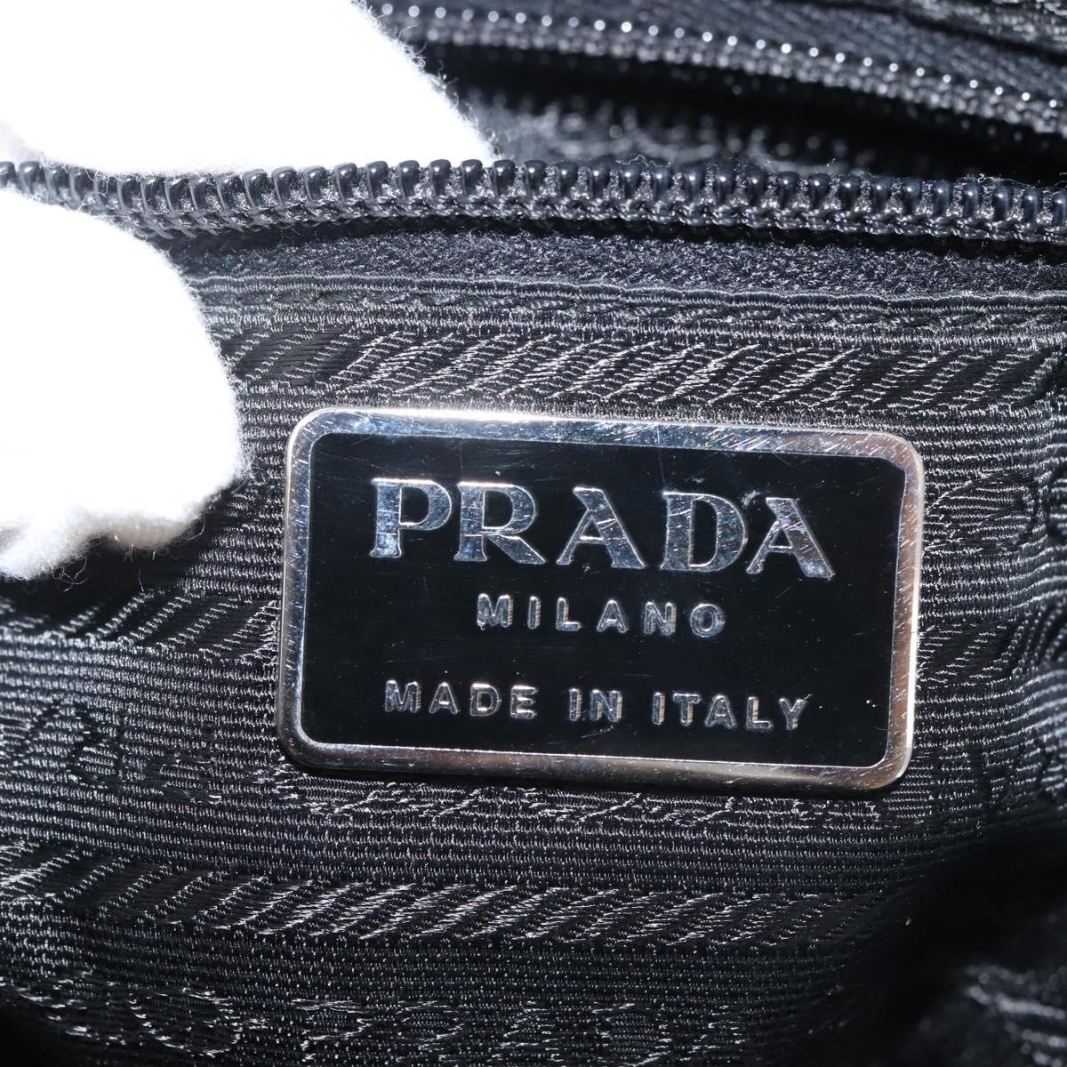 PRADA Tote Bag Nylon Black Silver Auth BA6439