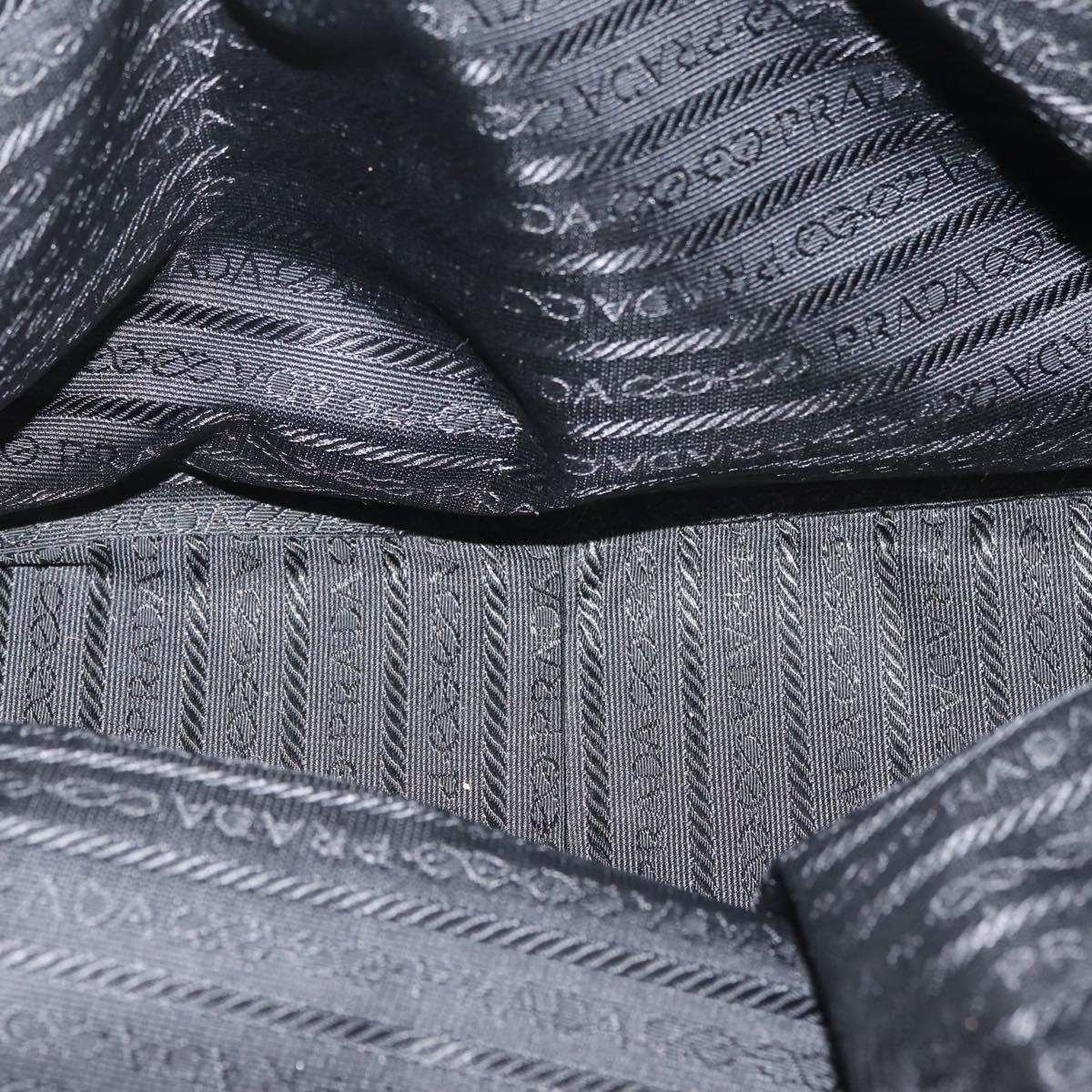 PRADA Tote Bag Nylon Black Silver Auth BA6439