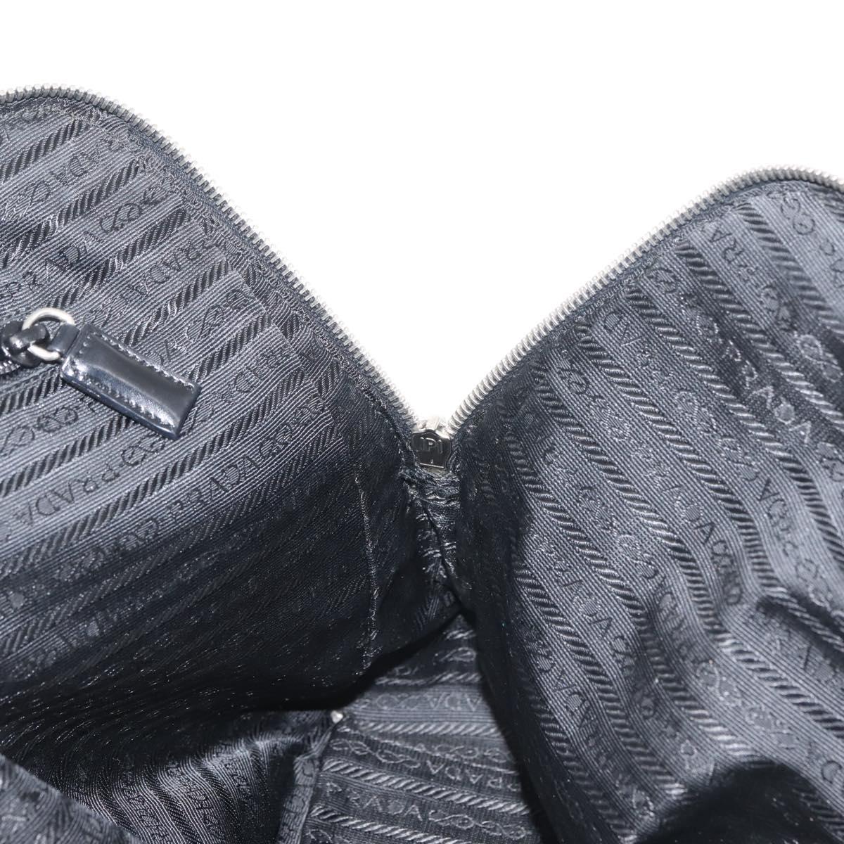 PRADA Tote Bag Nylon Black Silver Auth BA6439