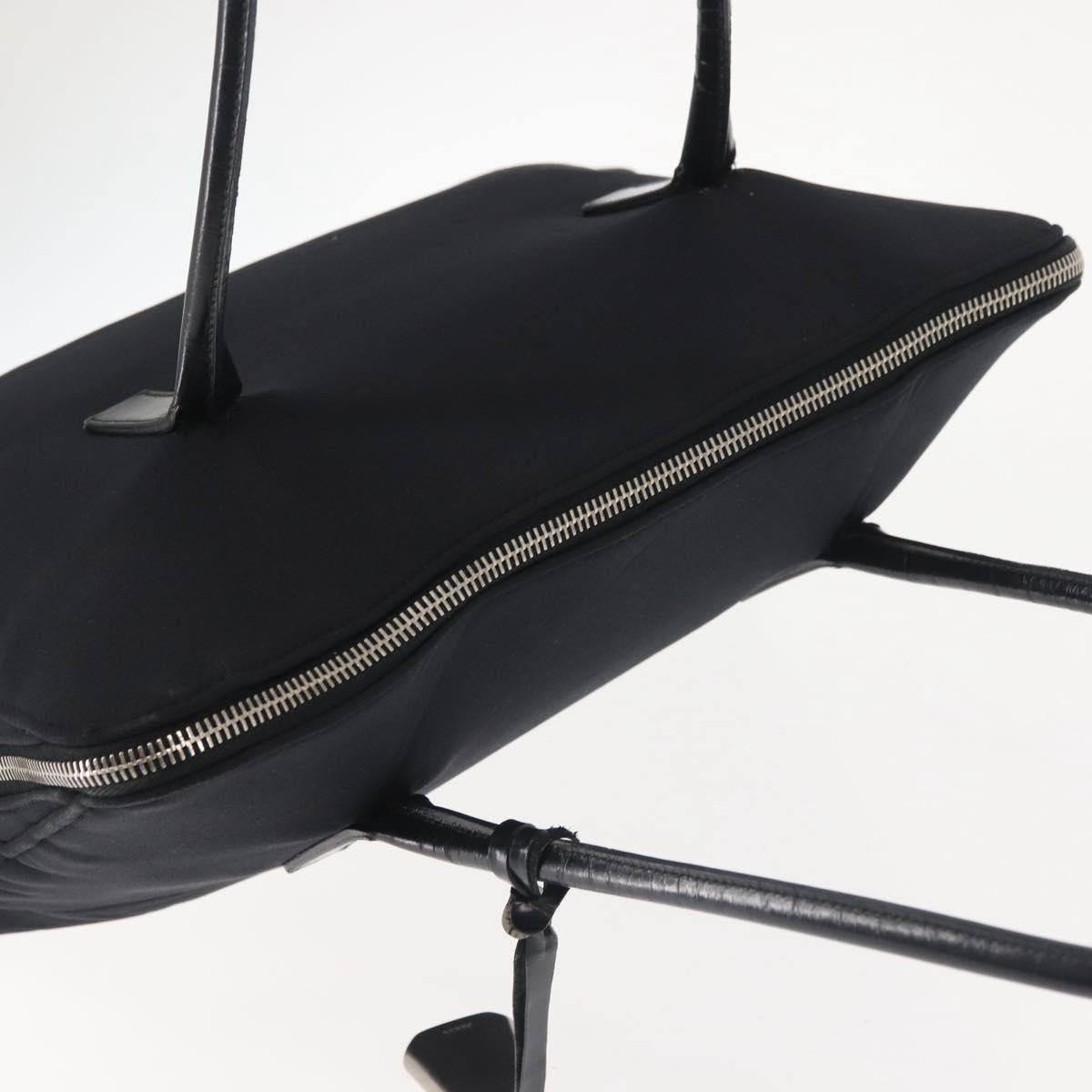 PRADA Tote Bag Nylon Black Silver Auth BA6439