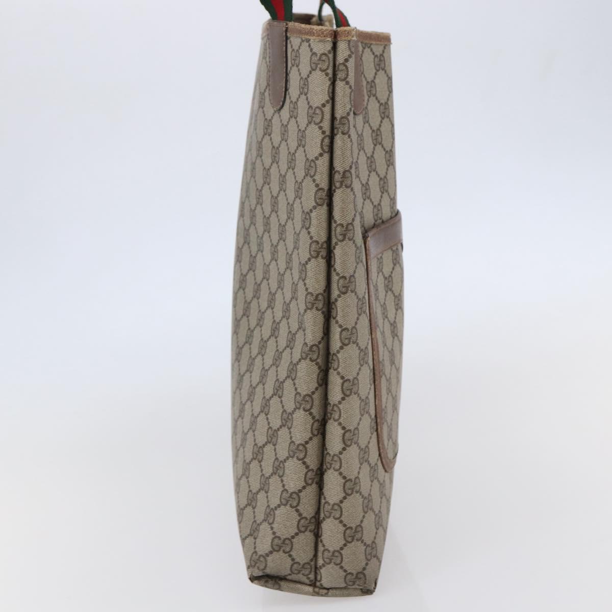GUCCI GG Supreme Web Sherry Line Tote Bag PVC Beige Gold 39 02 003 Auth BA6448