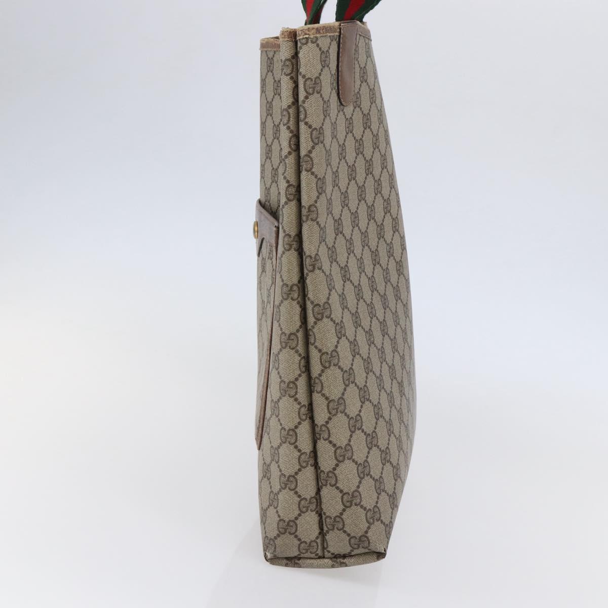 GUCCI GG Supreme Web Sherry Line Tote Bag PVC Beige Gold 39 02 003 Auth BA6448