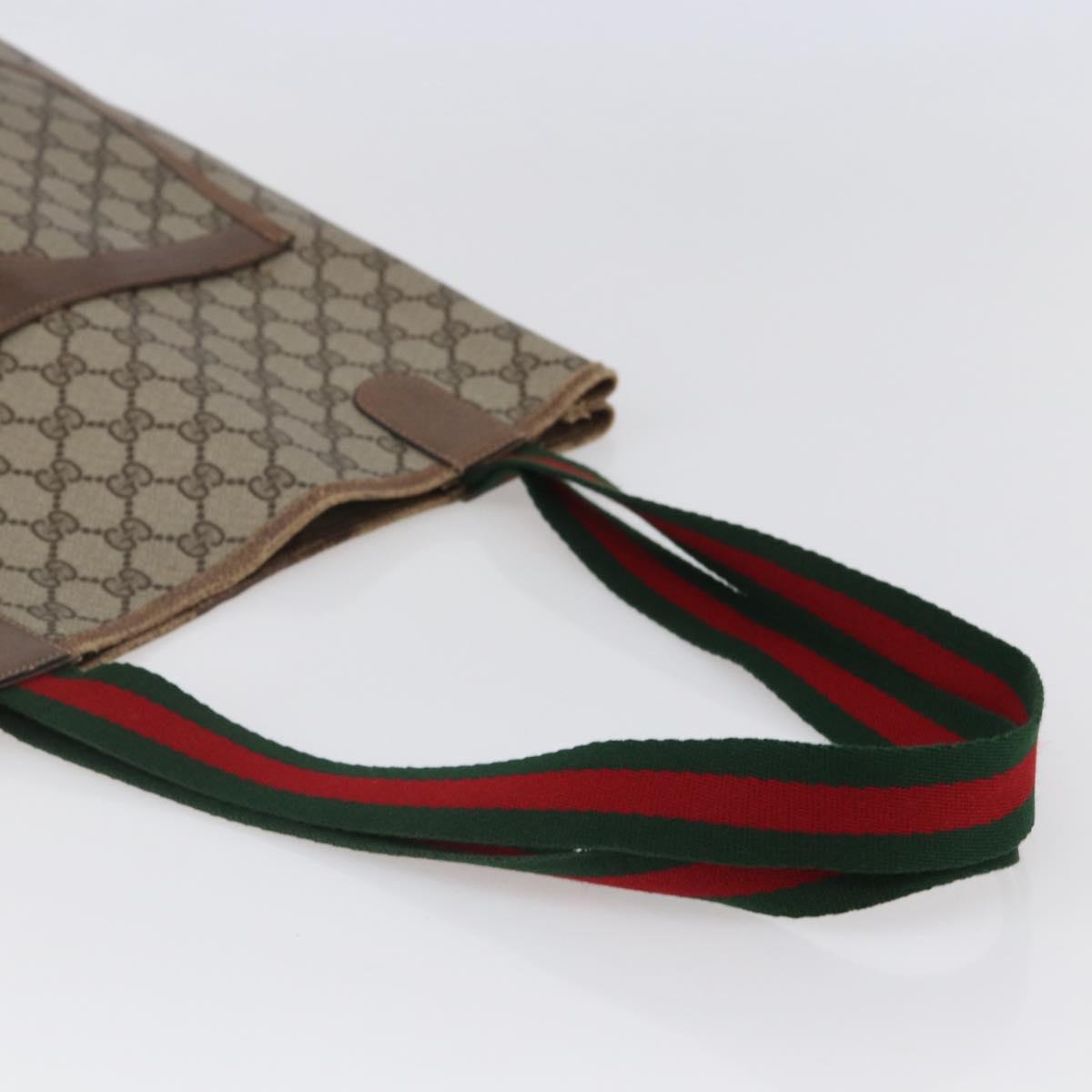 GUCCI GG Supreme Web Sherry Line Tote Bag PVC Beige Gold 39 02 003 Auth BA6448