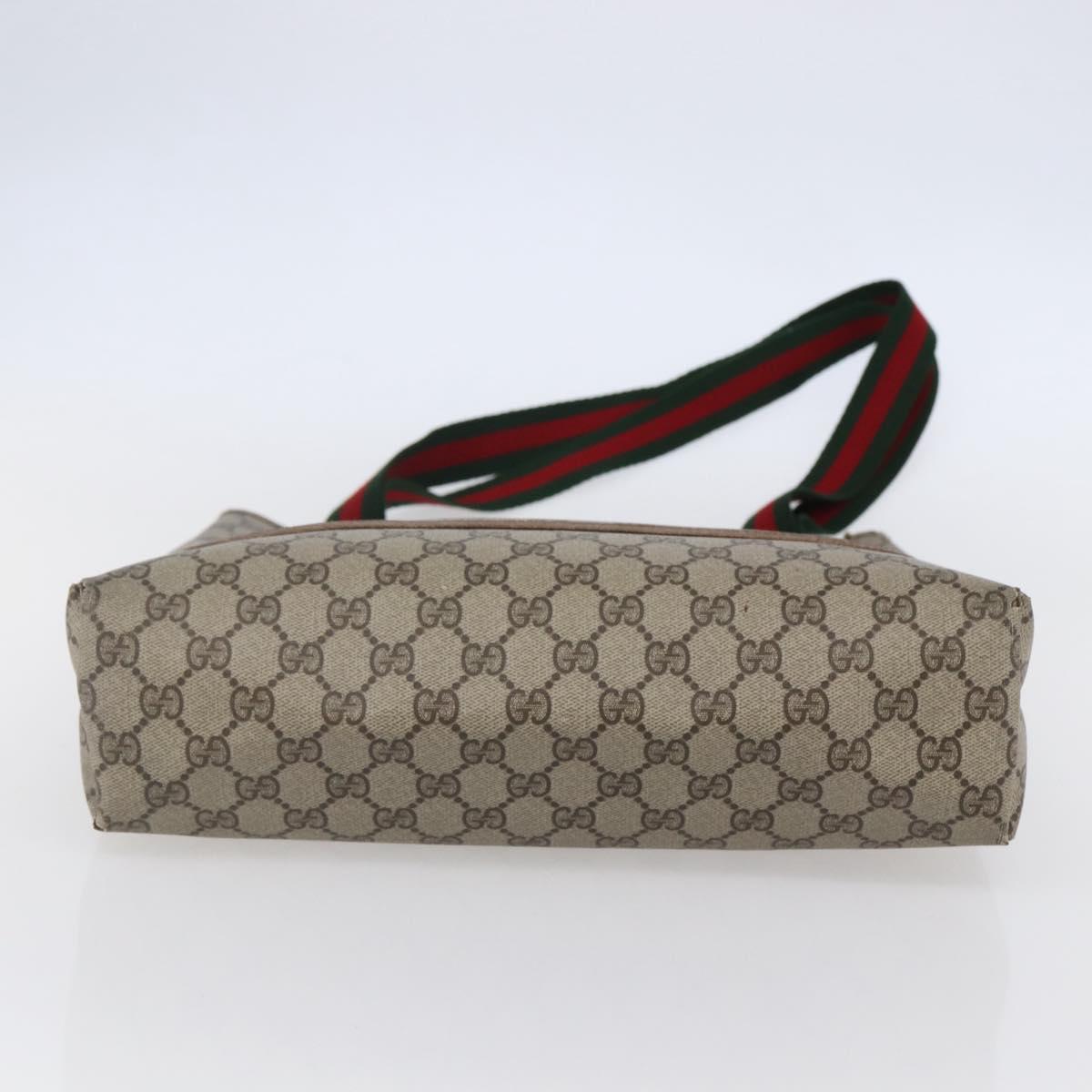 GUCCI GG Supreme Web Sherry Line Tote Bag PVC Beige Gold 39 02 003 Auth BA6448