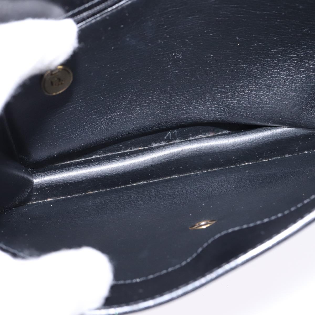 Christian Dior Shoulder Bag Leather Black Gold Auth BA6450