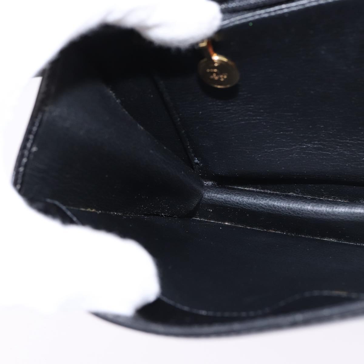 Christian Dior Shoulder Bag Leather Black Gold Auth BA6450