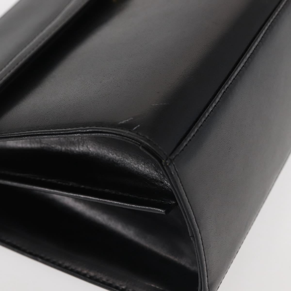 GIVENCHY Hand Bag Leather Black Gold Auth BA6452