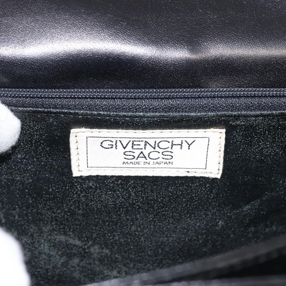 GIVENCHY Hand Bag Leather Black Gold Auth BA6452