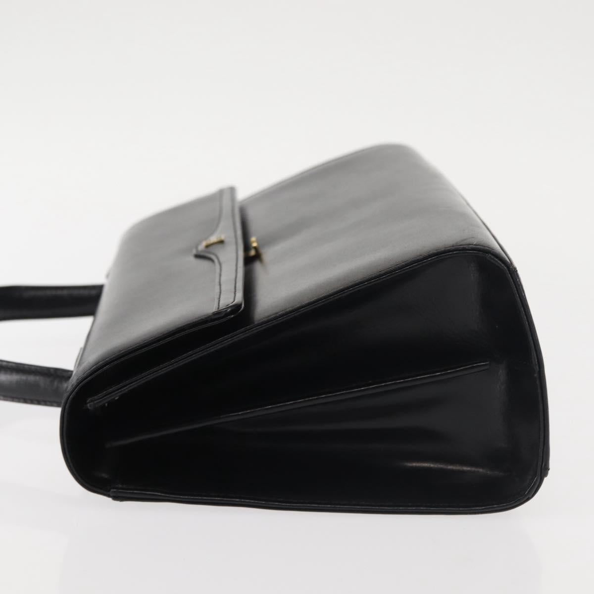 GIVENCHY Hand Bag Leather Black Gold Auth BA6452