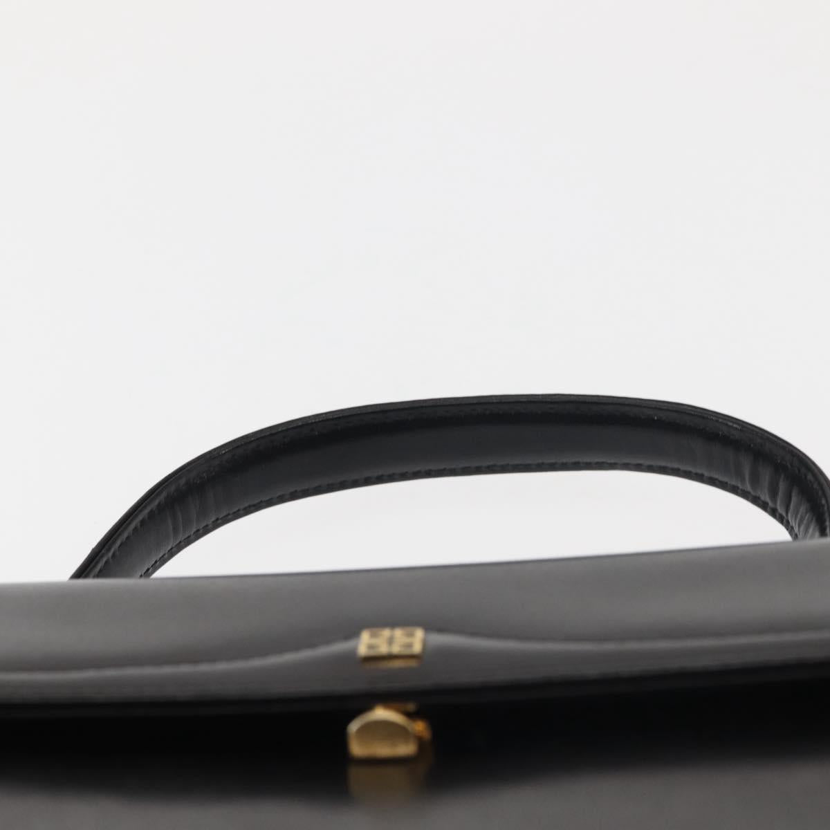 GIVENCHY Hand Bag Leather Black Gold Auth BA6452